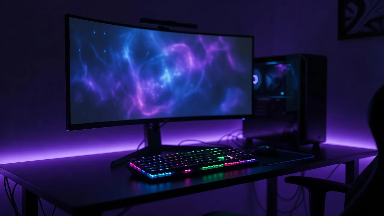 Loob ng modernong internet cafe na may mga computer